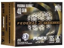 Federal Pd40P1 Personal Defense Punch 40 S&W 165 Gr Jacketed Hollow Point (Jhp) 20 Bx
