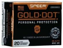 Speer Ammo 23966Gd Gold Dot Personal Protection 45 Acp 230 Gr Hollow Point (Hp) 20 Bx