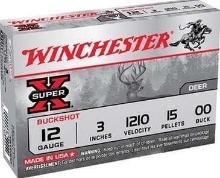Winchester Ammo Xb12300 Super-X 12 Gauge 3 Lead 15 Pellets 00 Buck Shot 5 Bx