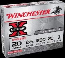 Winchester Ammo Xb203 Super-X 20 Gauge 2.75 20 Pellets 3 Buck Shot 5 Bx