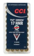 Cci 951 Varmint Tnt Green 17 Hmr 16 Gr Hollow Point (Hp) 50 Bx