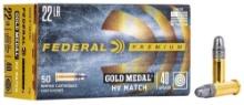 Federal 719 Premium Gold Medal 22 Lr 40 Gr Lead Round Nose (Lrn) 50 Bx