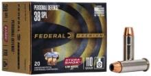 Federal Pd38Hs3H Premium Personal Defense Low Recoil 38 Special 110 Gr Hydra-Shok Jacketed Hollow
