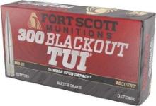 FORT SCOTT MUNITIONS LEAD FREE RIFLE AMO 300 BLACKOUT 150GR TUI BRASS CASE 20-RD ( 25 BOX PER CASE )