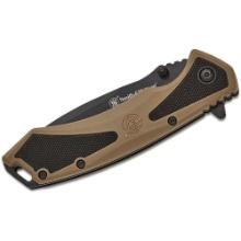 S&W KT Extreme Ops Spring Assisted Drop Point Blk/Tan- Box 3.25'' Blade