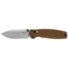 Kershaw 2052 Broadside 3.50 Folding Spear Point Plain Stonewashed D2 Steel Blade, Brown G10 Handle