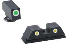 AmeriGlo GL115 Classic 3 Dot Night Sight Fits Glock 17/19 Tritium Green w/White Outline Front