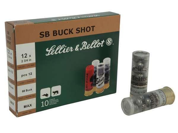 Sellier & Bellot Sb12Bsd Shotgun 12 Gauge 2.75 27 Pellets 4 Buck Shot 10 Bx