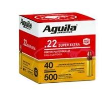 Aguila 1B221115 Standard High Velocity 22 Lr 40 Gr Copper-Plated Solid Point 500 Bx