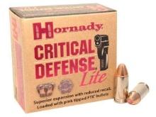 Hornady 90240 Critical Defense Lite 9Mm Luger 100 Gr Flex Tip Expanding 25 Bx