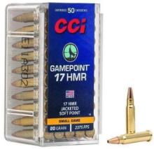 Cci 0052 Gamepoint 17 Hmr 20 Gr Jacketed Soft Point (Jsp) 50 Bx