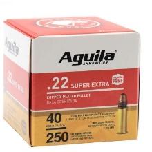 Aguila 1B221100 Standard High Velocity 22 Lr 40 Gr Copper-Plated Solid Point 250 Bx
