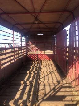 20x6.8 Gooseneck brand stock trailer 1-4FT... 2-8FT CUTS FULL SIZE ESCAPE ON DRIVER HALF ESCAPE ON