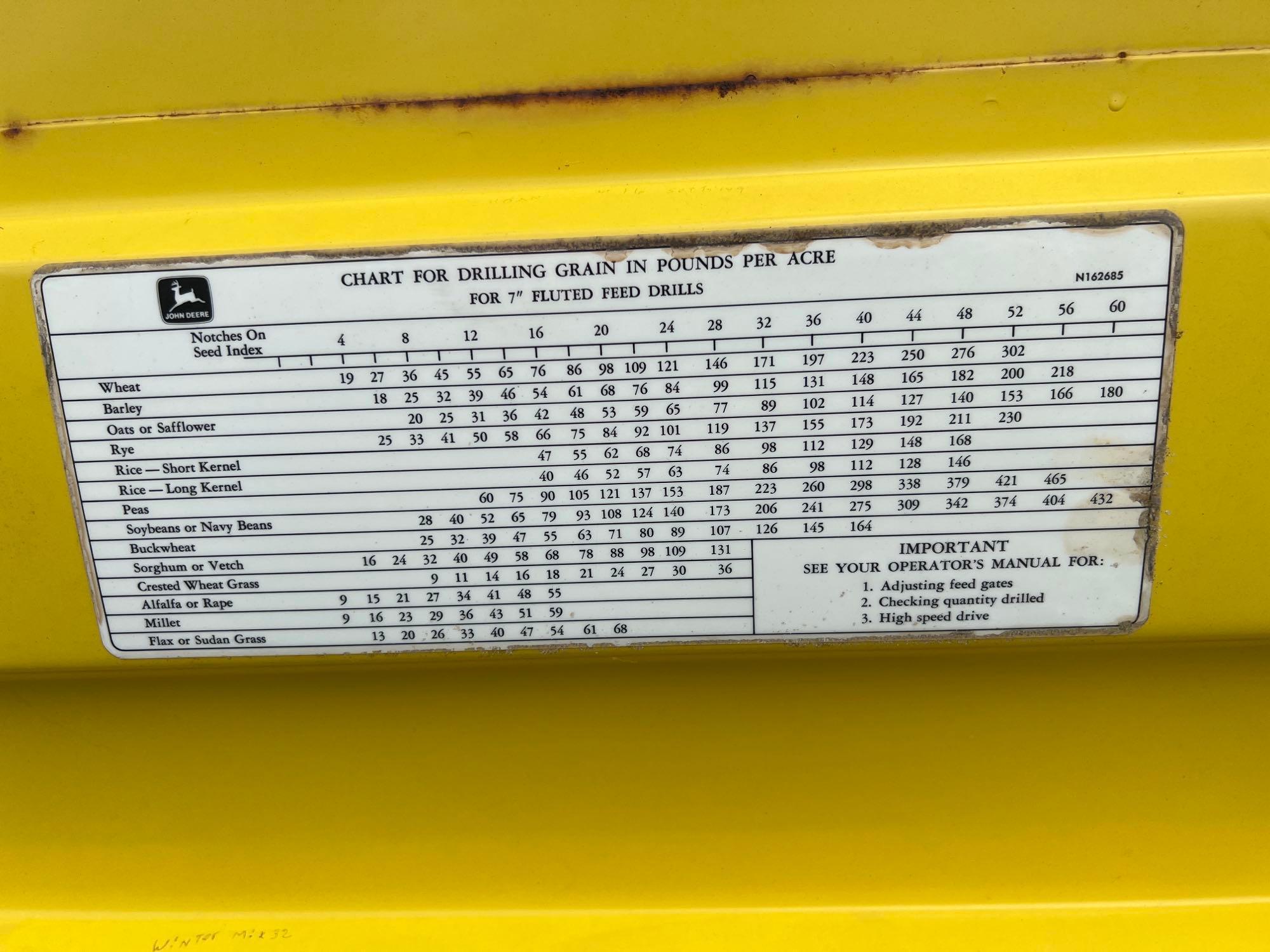 John Deere Grain Drill - 14 hole...