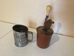 VINTAGE MIXER AND BROMWELLS MEASURING SIFTER