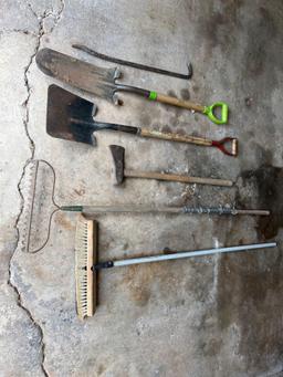 Nail Bar, Spade Shovel, Rake, Broom, Wedge Axe