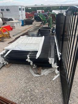 ROD IRON YARD...FENCE & GATES 17 SECTIONS FENCE, 7'8"L X 2'T 18 POSTS, 7'L 2 GATES, 5'X3.9' NEW