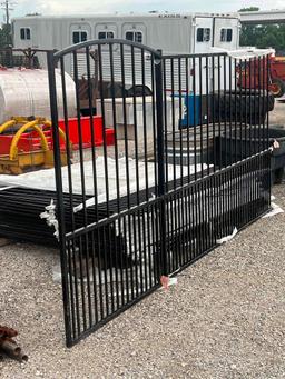 ROD IRON YARD...FENCE & GATES 17 SECTIONS FENCE, 7'8"L X 2'T 18 POSTS, 7'L 2 GATES, 5'X3.9' NEW