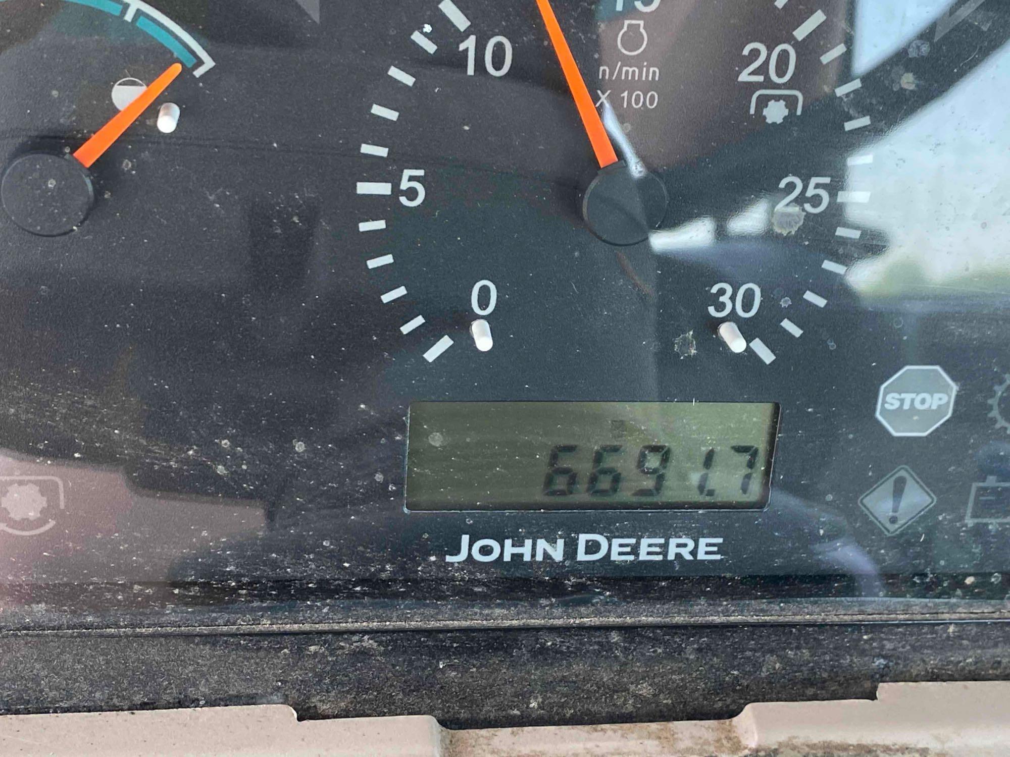 JOHN DEERE 6130D TRACTOR 4 WHEEL DRIVE WITH 563 JOHN DEERE LOADER AND BUCKET CAB & AIR 2 REMOTES ON