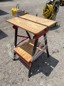 WOODEN SAW WORK TABLE ON ROLLERS MITER SAW TABLE