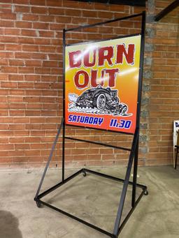 BURN OUT METAL SIGN
