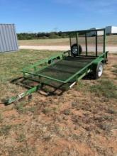 4X8 LAWN MOWER TRAILER WITH RAMP, SPARE TIRE, GOOD TIRES