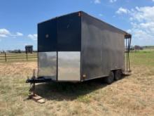 ENCLOSED 16FT TANDEM AXLE TRAILER DAMAGE ON BACK GOOD TIRES GOOD FLOOR