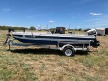 1975 SKEETER HAWK BOAT WITH A 1975 JOHNSON HP TITLE ON BOAT AND MOTOR ONLY MINN KOTA TROLLING MOTOR