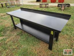 29"x 90" Steel Workbench With Lower Shelf Formed Front And Back Stop Weighs #340