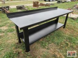 29"x 90" Steel Workbench With Lower Shelf Formed Front And Back Stop Weighs #340