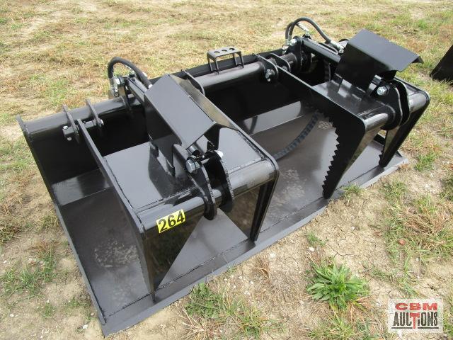 78" Skid Steer Industrial Flat Bottom Grapple Bucket With Dual Cylinders With Hoses Weighs #765
