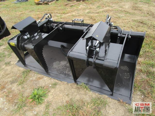 78" Skid Steer Industrial Flat Bottom Grapple Bucket With Dual Cylinders With Hoses Weighs #765