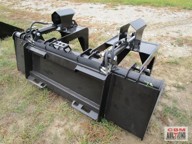 78" Skid Steer Industrial Flat Bottom Grapple Bucket With Dual Cylinders With Hoses Weighs #765