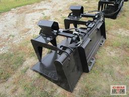 78" Skid Steer Industrial Flat Bottom Grapple Bucket With Dual Cylinders With Hoses Weighs #765