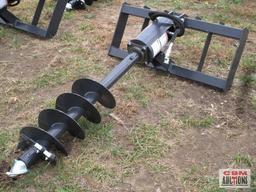 New JCT Skid Steer Post Hole Digger Auger With 12" Hex Drive Bit, Hoses And Couplers
