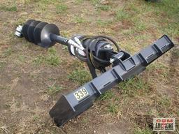 New JCT Skid Steer Post Hole Digger Auger With 12" Hex Drive Bit, Hoses And Couplers