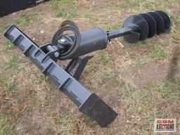 New JCT Skid Steer Post Hole Digger Auger With 12" Hex Drive Bit, Hoses And Couplers