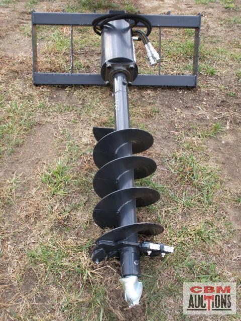 New JCT Skid Steer Post Hole Digger Auger With 12" Hex Drive Bit, Hoses And Couplers
