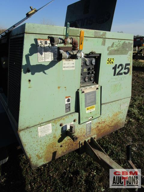 Sullair 125 CFM Portable Tow Behind Air Compressor, 4 Cyl Kubota Diesel, 1,426 Hrs, Runs And Makes