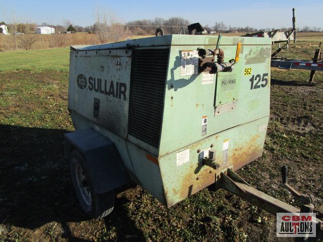 Sullair 125 CFM Portable Tow Behind Air Compressor, 4 Cyl Kubota Diesel, 1,426 Hrs, Runs And Makes