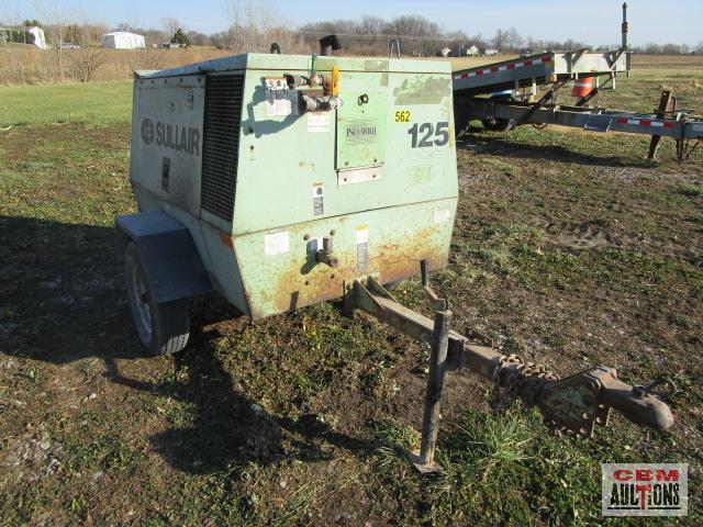 Sullair 125 CFM Portable Tow Behind Air Compressor, 4 Cyl Kubota Diesel, 1,426 Hrs, Runs And Makes