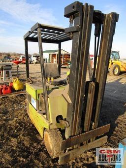Clark TM20 3 Wheel Warehouse Fork Lift 36 Volt With Dead Batteries Has 1 Fork (BUYER RESPONSIBLE FOR