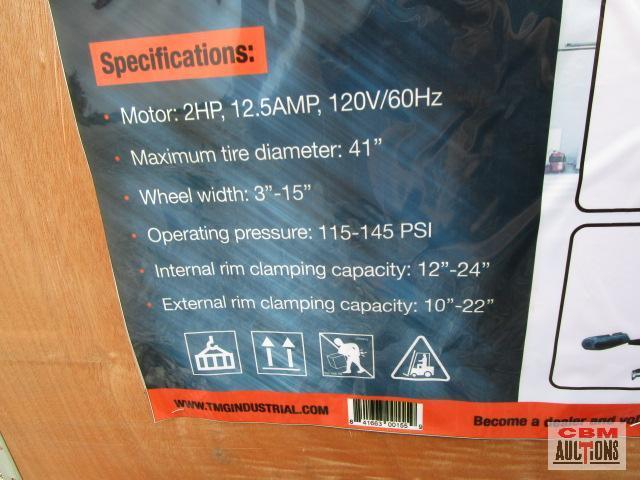 Unused TMG-TC24 2HP Semi Automatic Tire Changer (Power assist arm to sell separately) Rim clamping