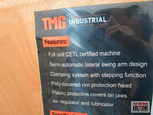 Unused TMG-TC24 2HP Semi Automatic Tire Changer (Power assist arm to sell separately) Rim clamping