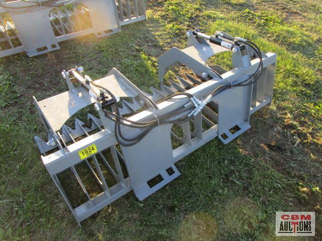Big Dog skid steer 74" rock & brush grapple bucket, 4" spacing, with hoses