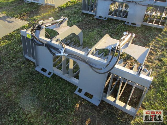 Big Dog skid steer 74" rock & brush grapple bucket, 4" spacing, with hoses