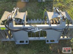 Big Dog skid steer 74" rock & brush grapple bucket, 4" spacing, with hoses