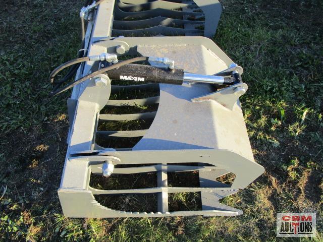 Big Dog skid steer 74" rock & brush grapple bucket, 4" spacing, with hoses