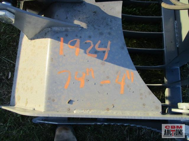 Big Dog skid steer 74" rock & brush grapple bucket, 4" spacing, with hoses