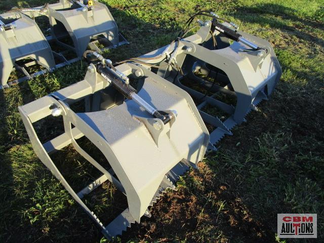 Big Dog skid steer 78" brush & root grapple bucket, 8" spacing, with hoses
